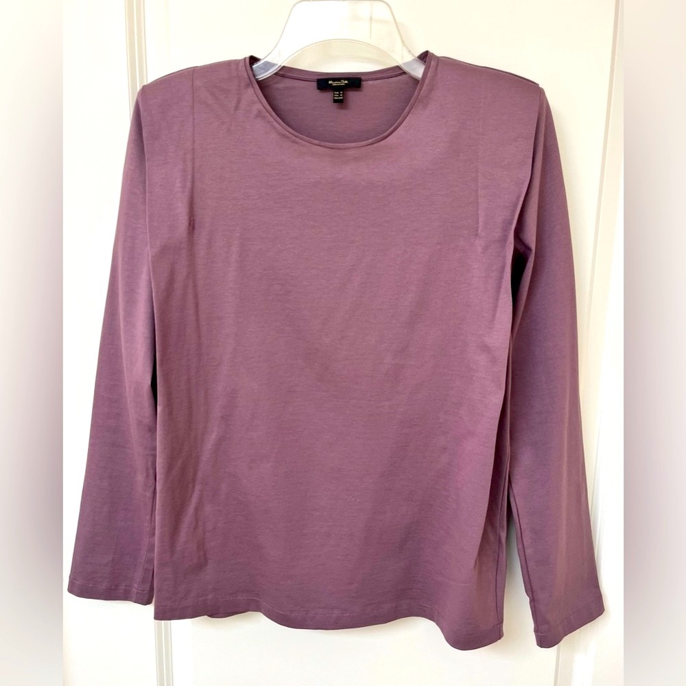 Massimo Dutti Pink Fitted Long Sleeve T-Shirt
